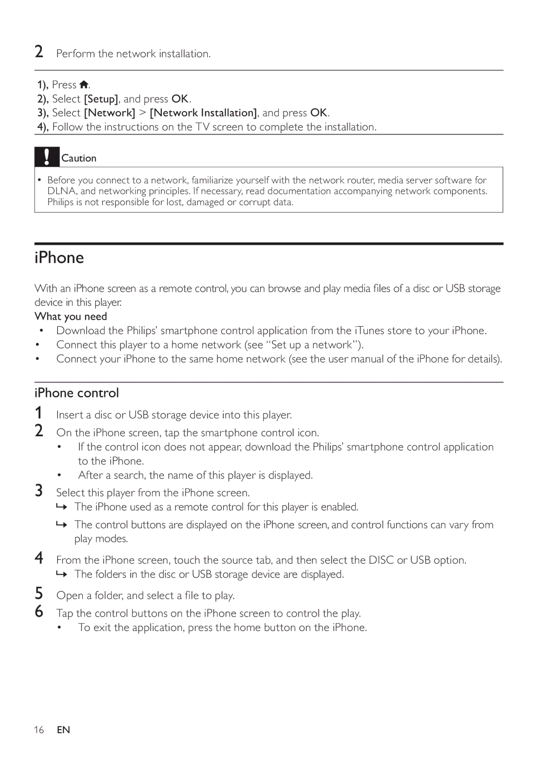 Philips BDP5200 user manual IPhone control 