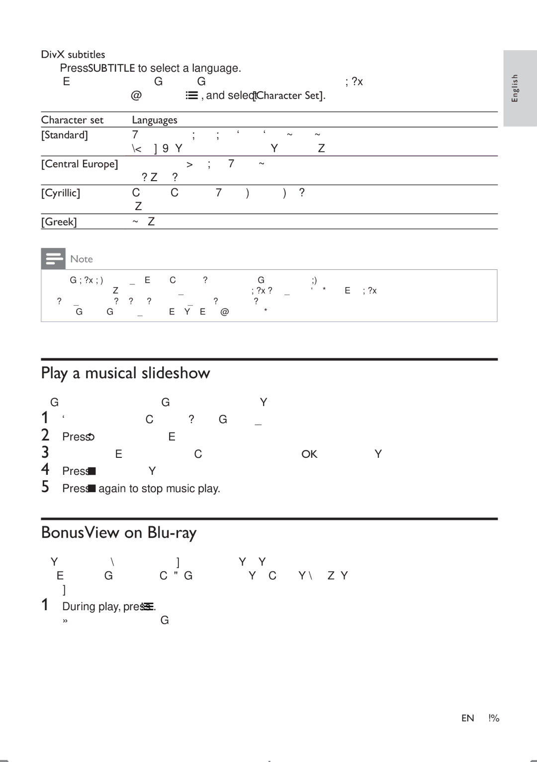 Philips BDP5406 user manual Play a musical slideshow, BonusView on Blu-ray 