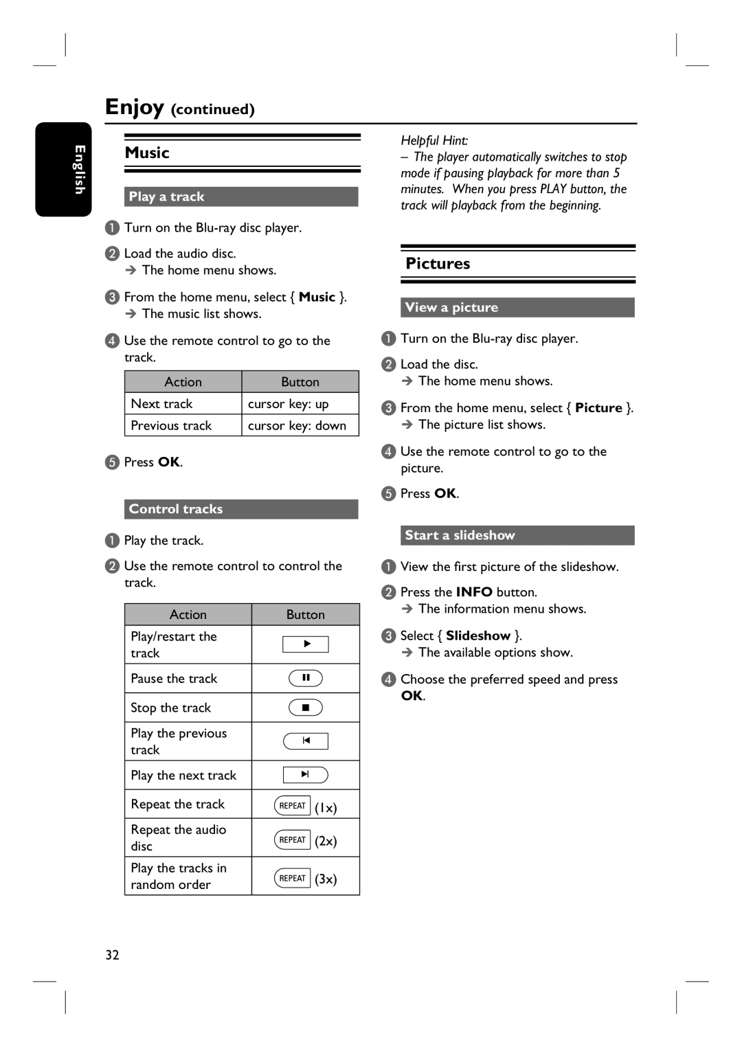 Philips BDP7100 user manual Music, Pictures 