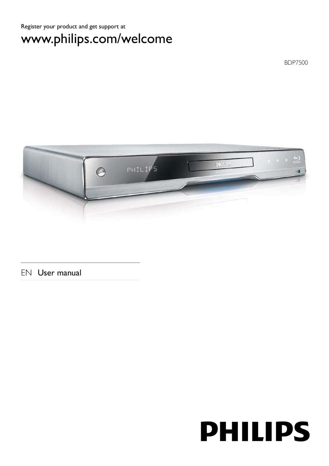 Philips user manual Register your product and get support at BDP7500 