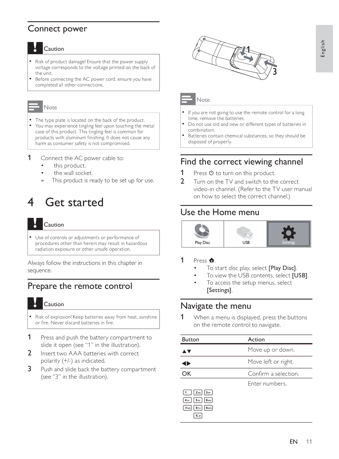 Philips BDP7500BL user manual Get started 