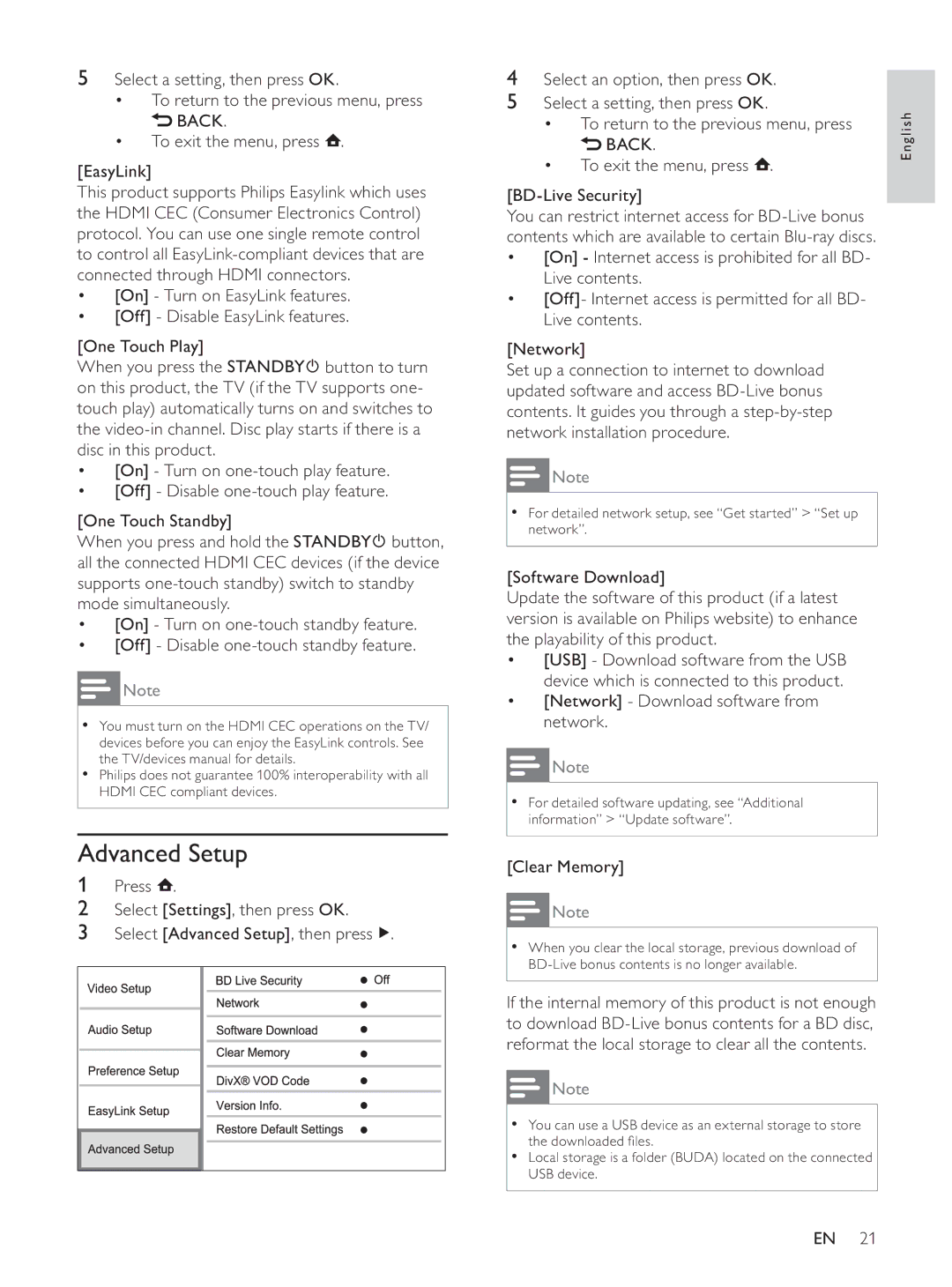 Philips BDP7500BL user manual Advanced Setup, LyhFrqwhqwv, Qhwzrun 