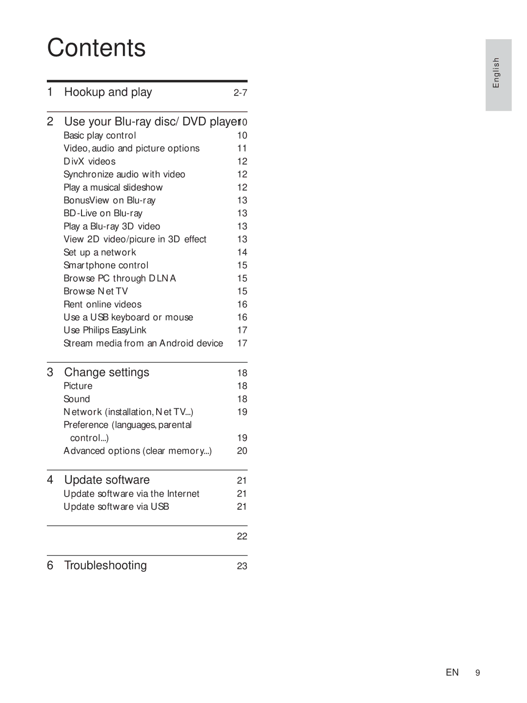 Philips BDP7700 user manual Contents 