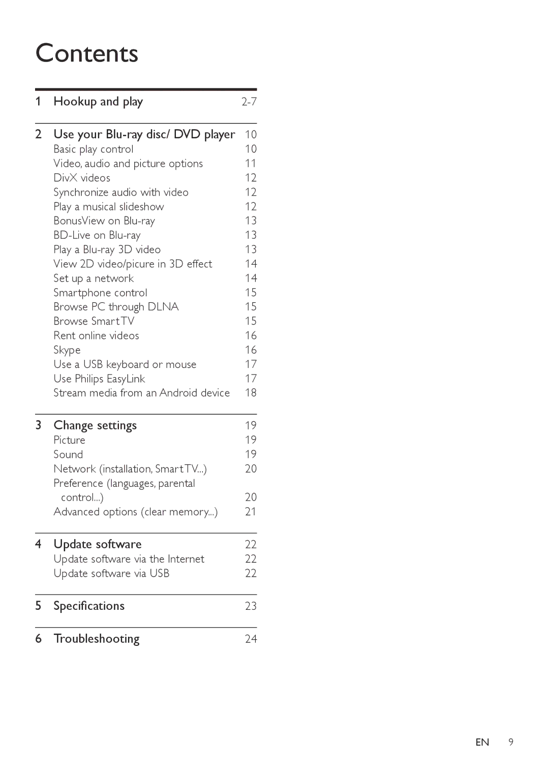 Philips BDP7700 user manual Contents 