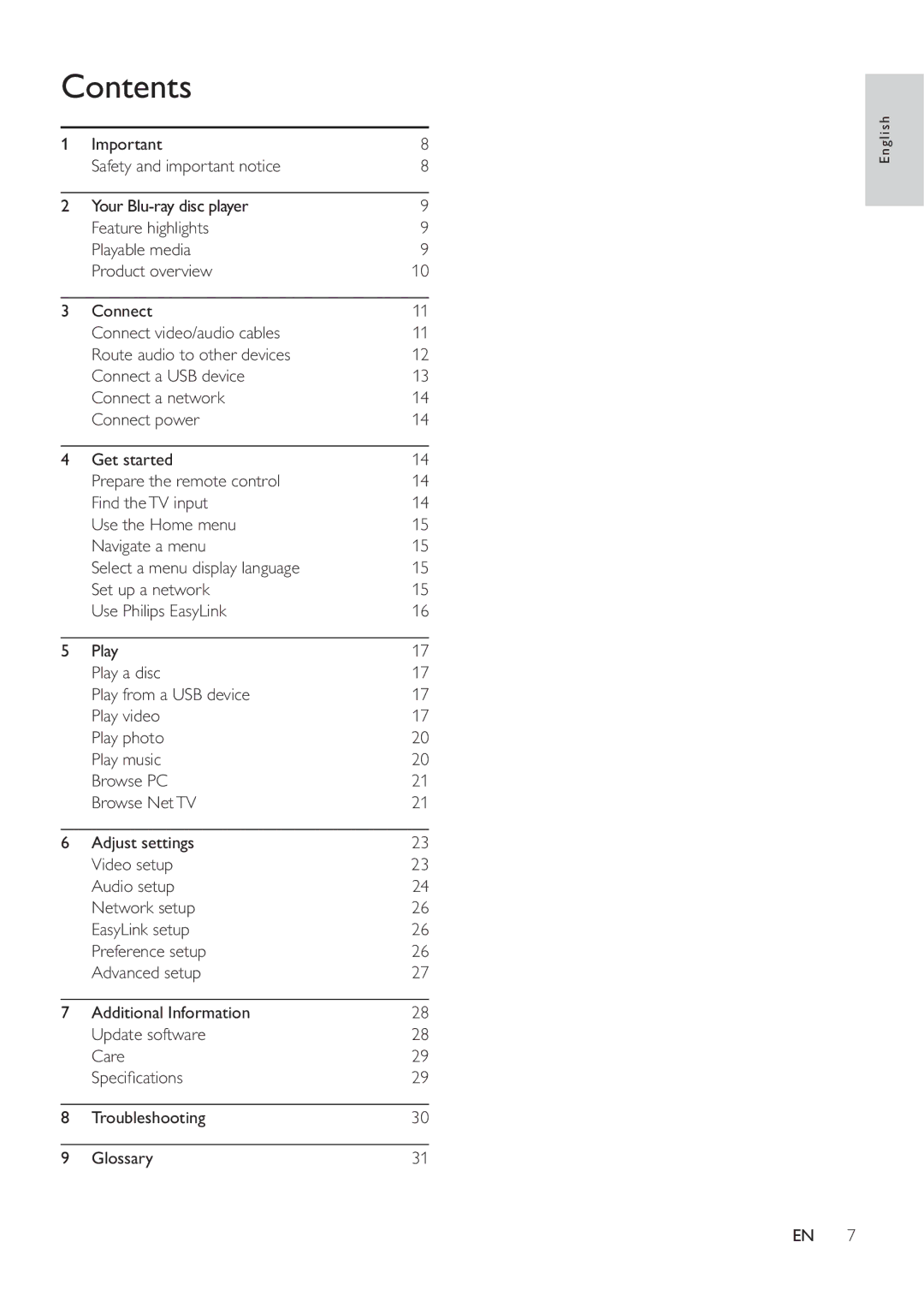 Philips BDP9600 manual Contents 