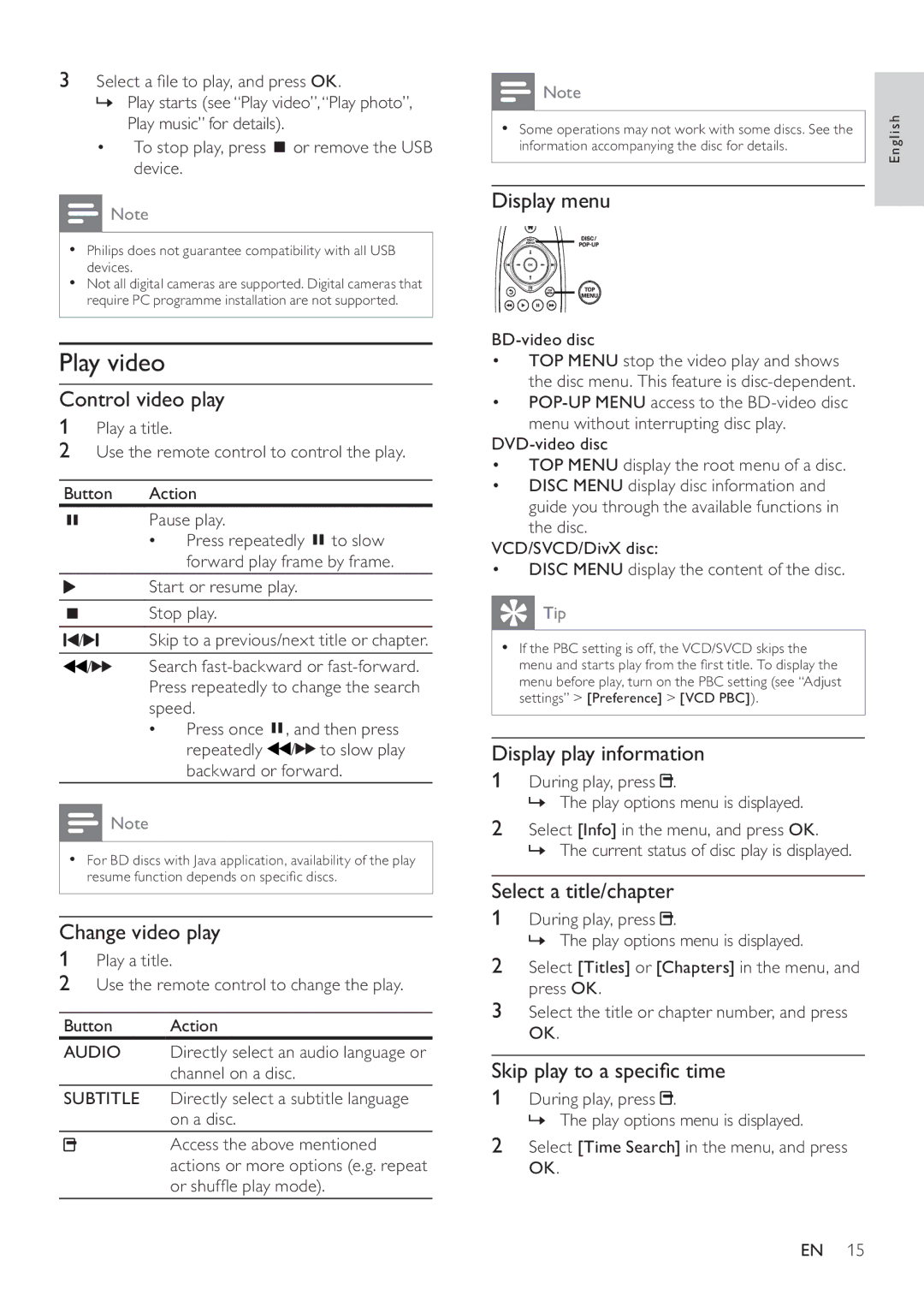 Philips BDP9600 user manual Play video 