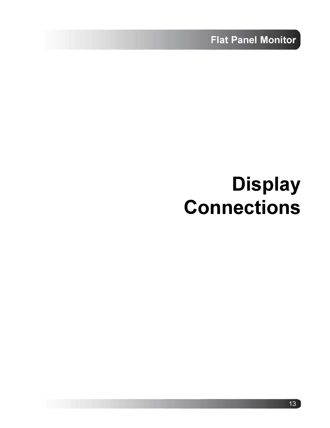 Philips BDS4221/00 user manual Display Connections, Flat Panel Monitor 