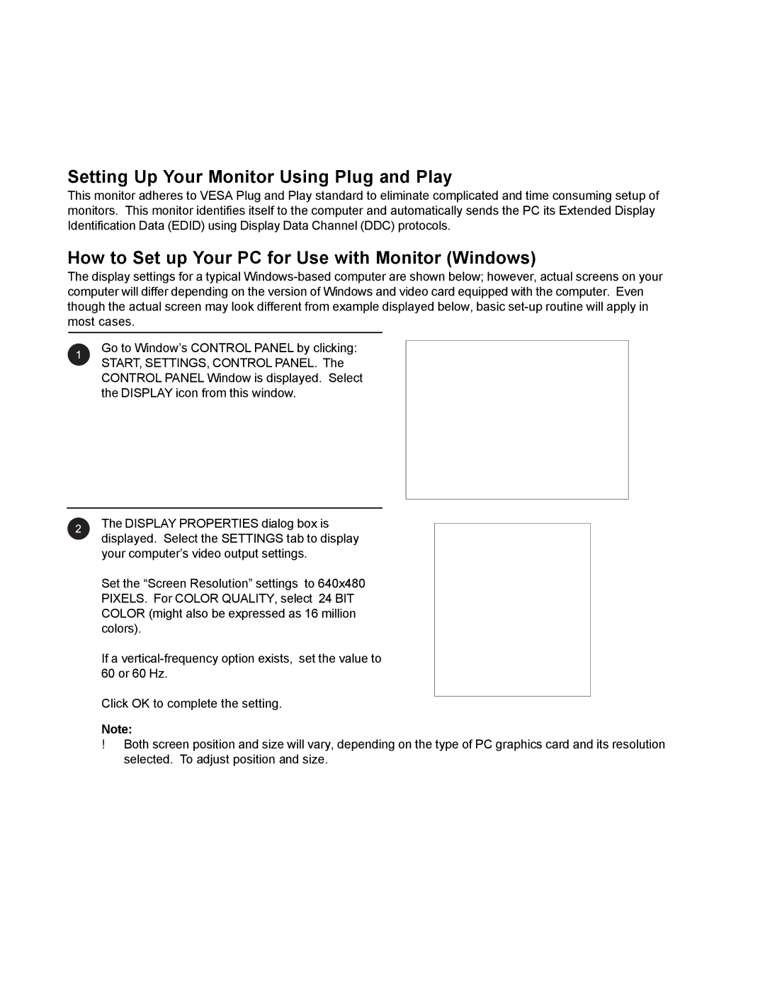 Philips BDS4221/00 user manual Connecting a PC con’t, Setting Up Your Monitor Using Plug and Play 