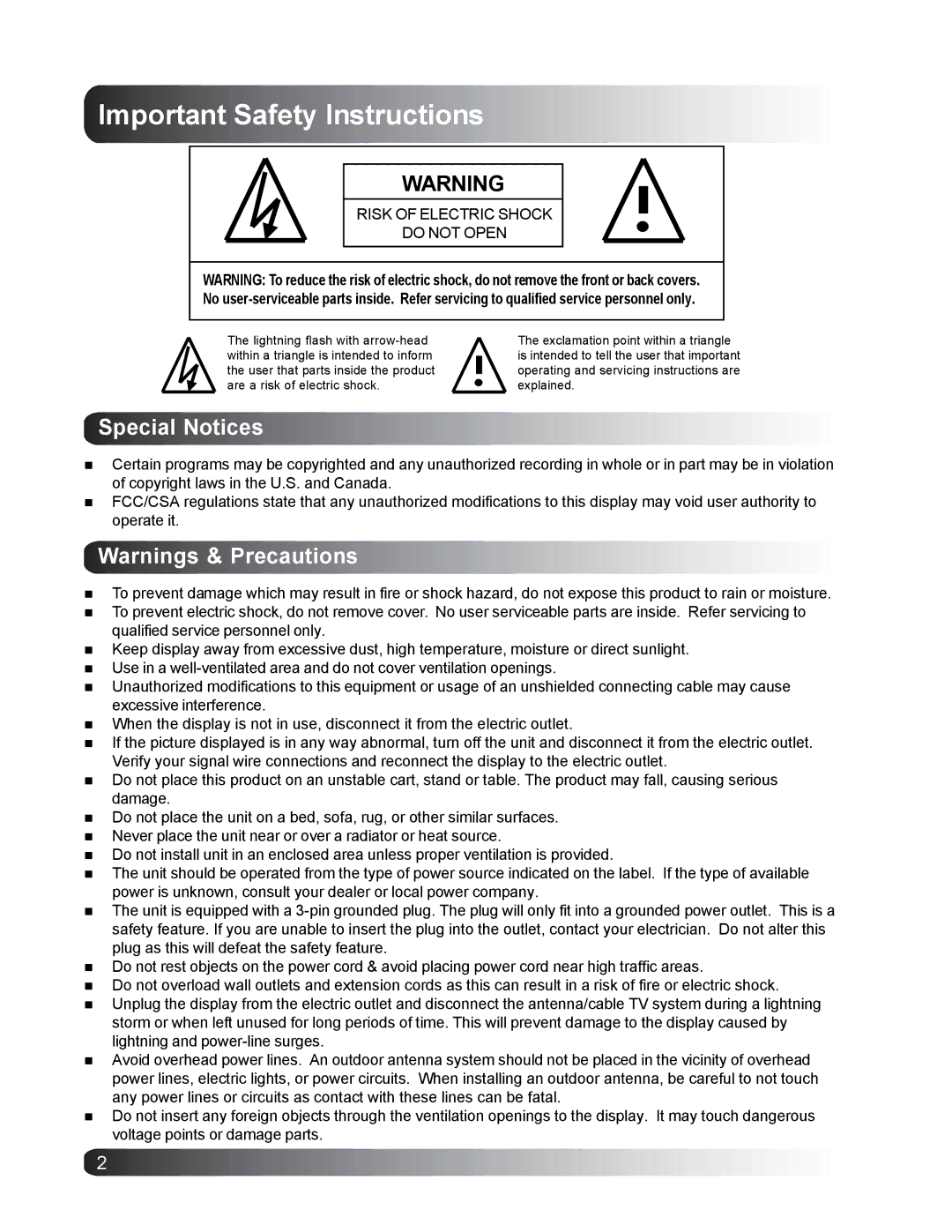 Philips BDS4221/00 user manual Important Safety Instructions, Special Notices 