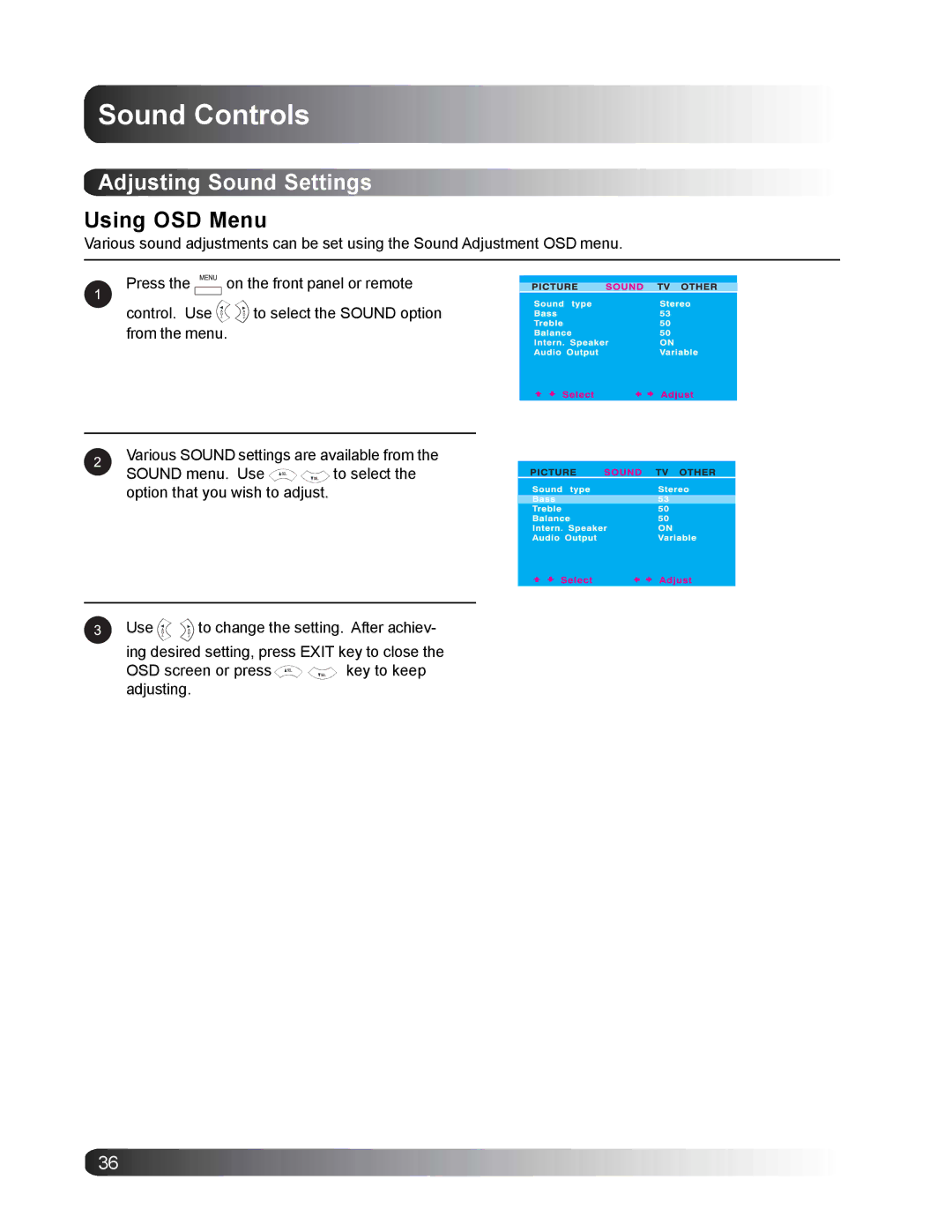 Philips BDS4221/00 user manual Sound Controls, Adjusting Sound Settings 