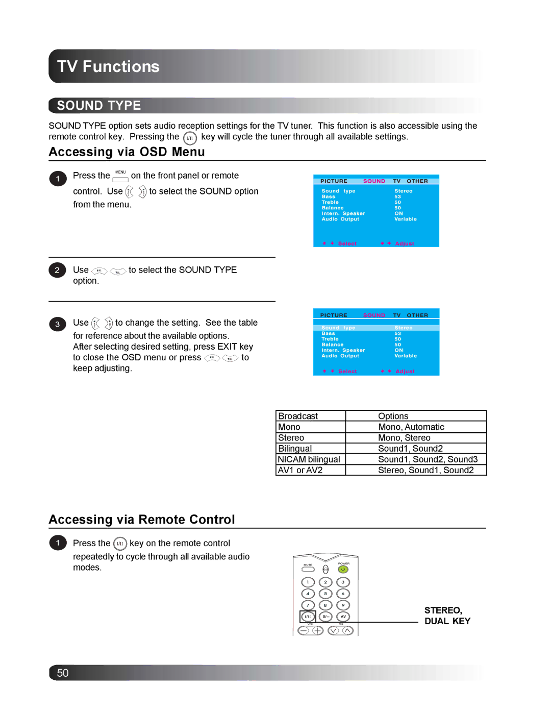 Philips BDS4221/00 user manual Accessing via OSD Menu, Accessing via Remote Control 