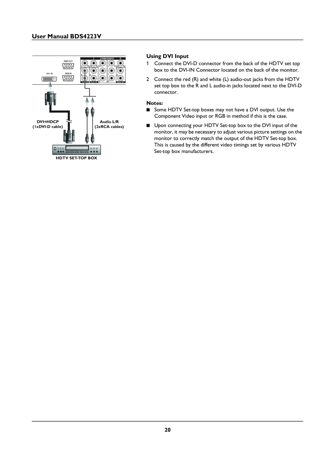 Philips BDS4223V user manual Using DVI Input 