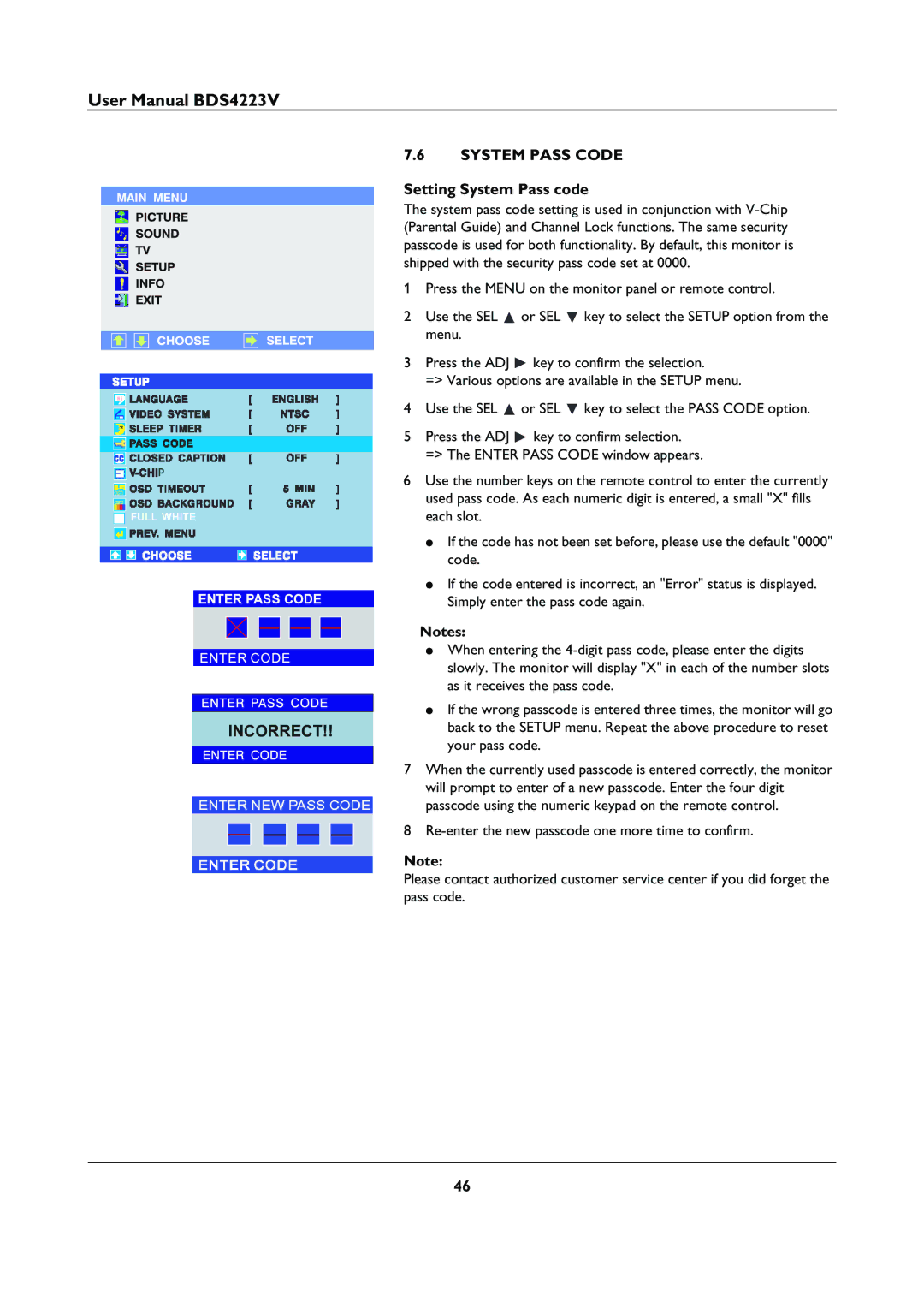 Philips BDS4223V user manual System Pass Code, Setting System Pass code 