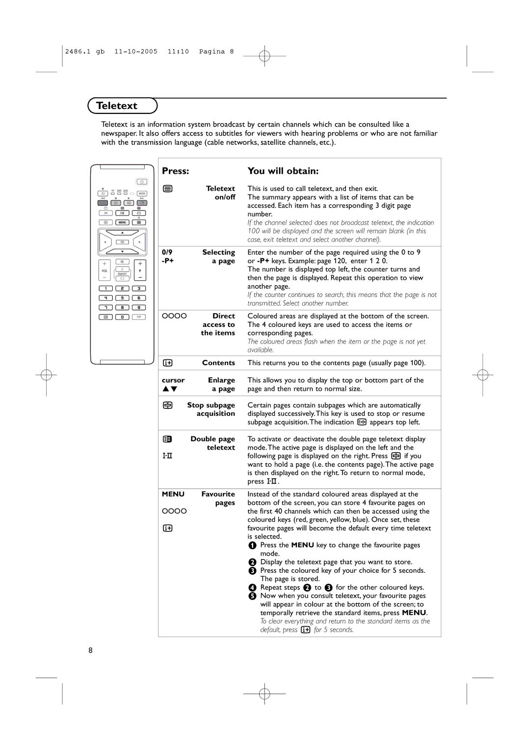 Philips BDS4231R/00 instruction manual Teletext, Press You will obtain 