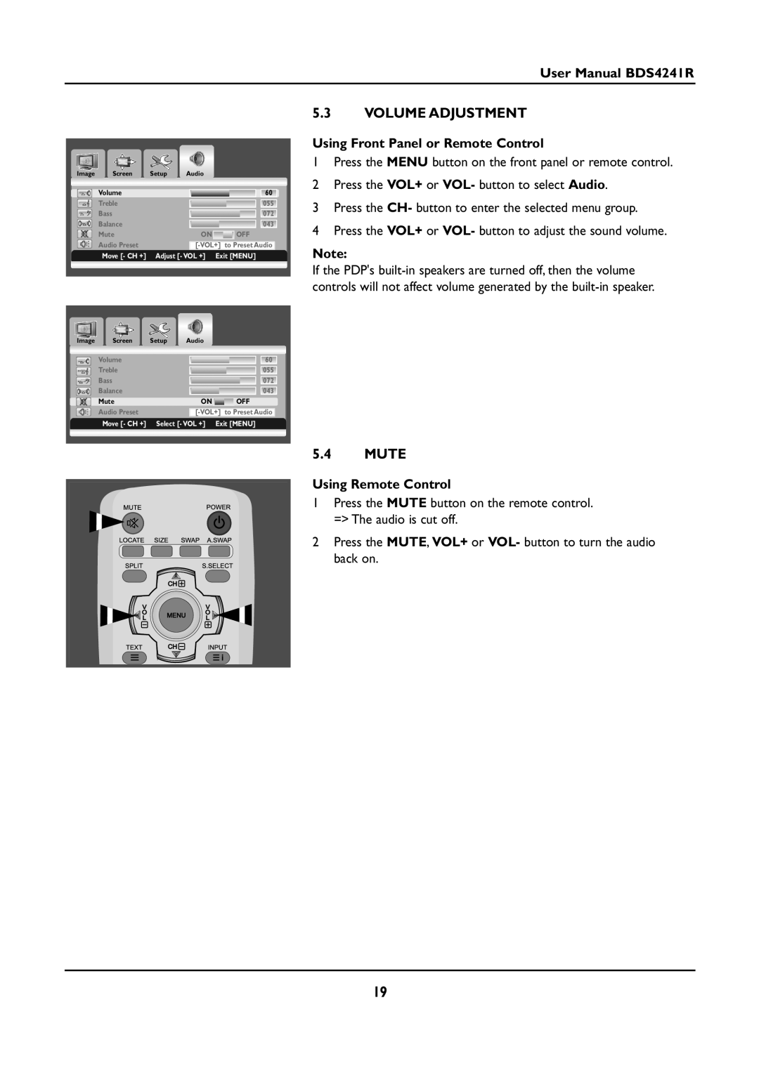 Philips BDS4241R/00 manual Volume Adjustment, Mute, Using Remote Control 