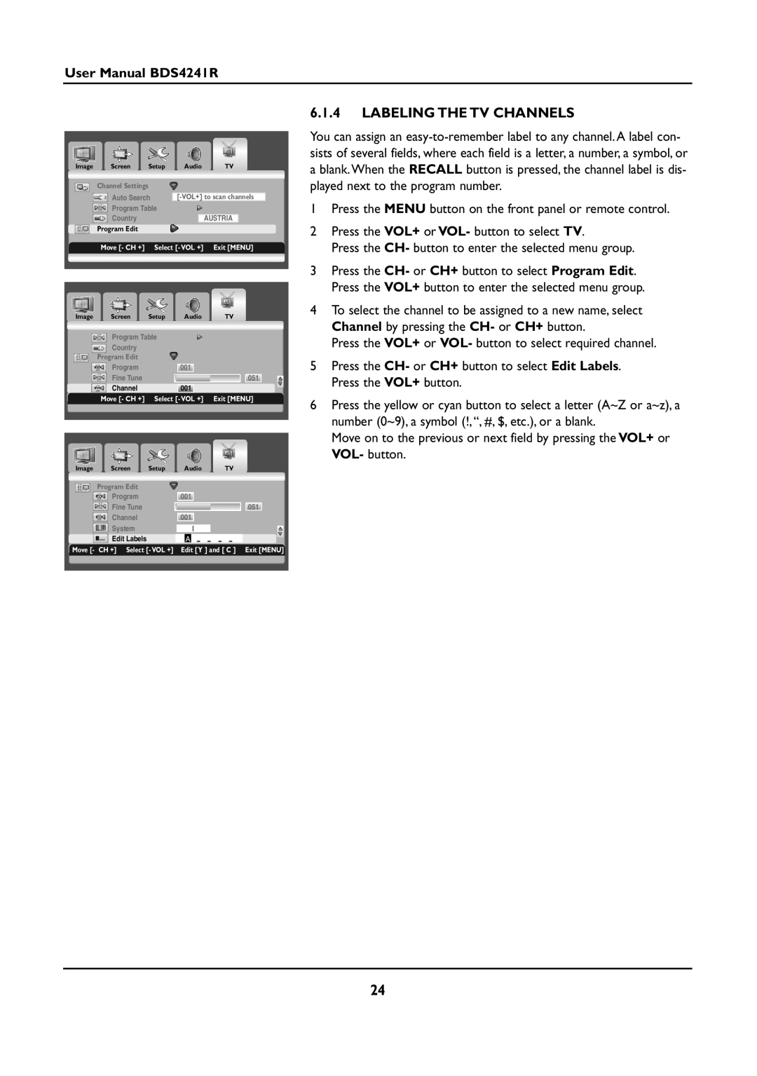 Philips BDS4241R/00 manual Labeling the TV Channels 