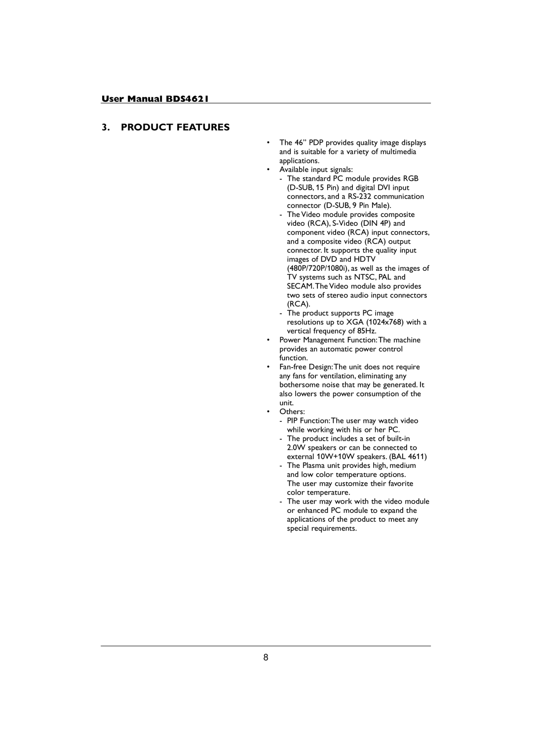 Philips BDS4621 user manual Product Features 