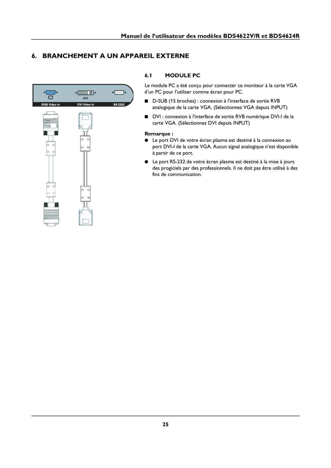 Philips manual Branchement A Un Appareil Externe, Module Pc, Manuel de l’utilisateur des modèles BDS4622V/R et BDS4624R 