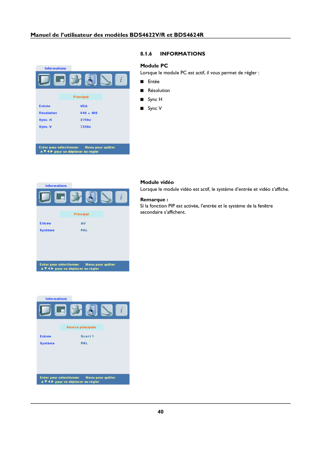 Philips BDS4622V, BDS4624R, BDS4622R manual Informations, Module PC 