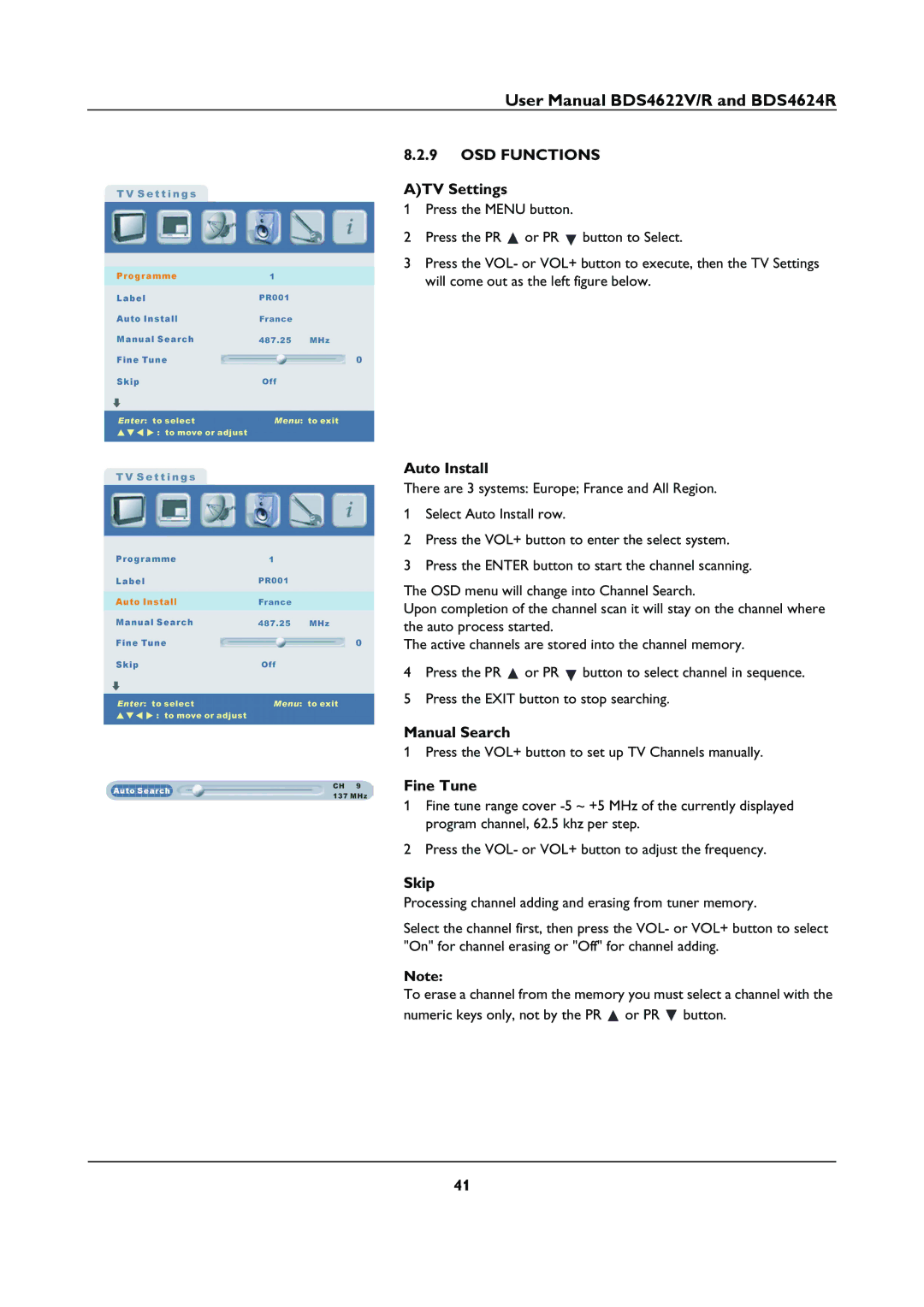 Philips BDS46622R user manual OSD Functions 