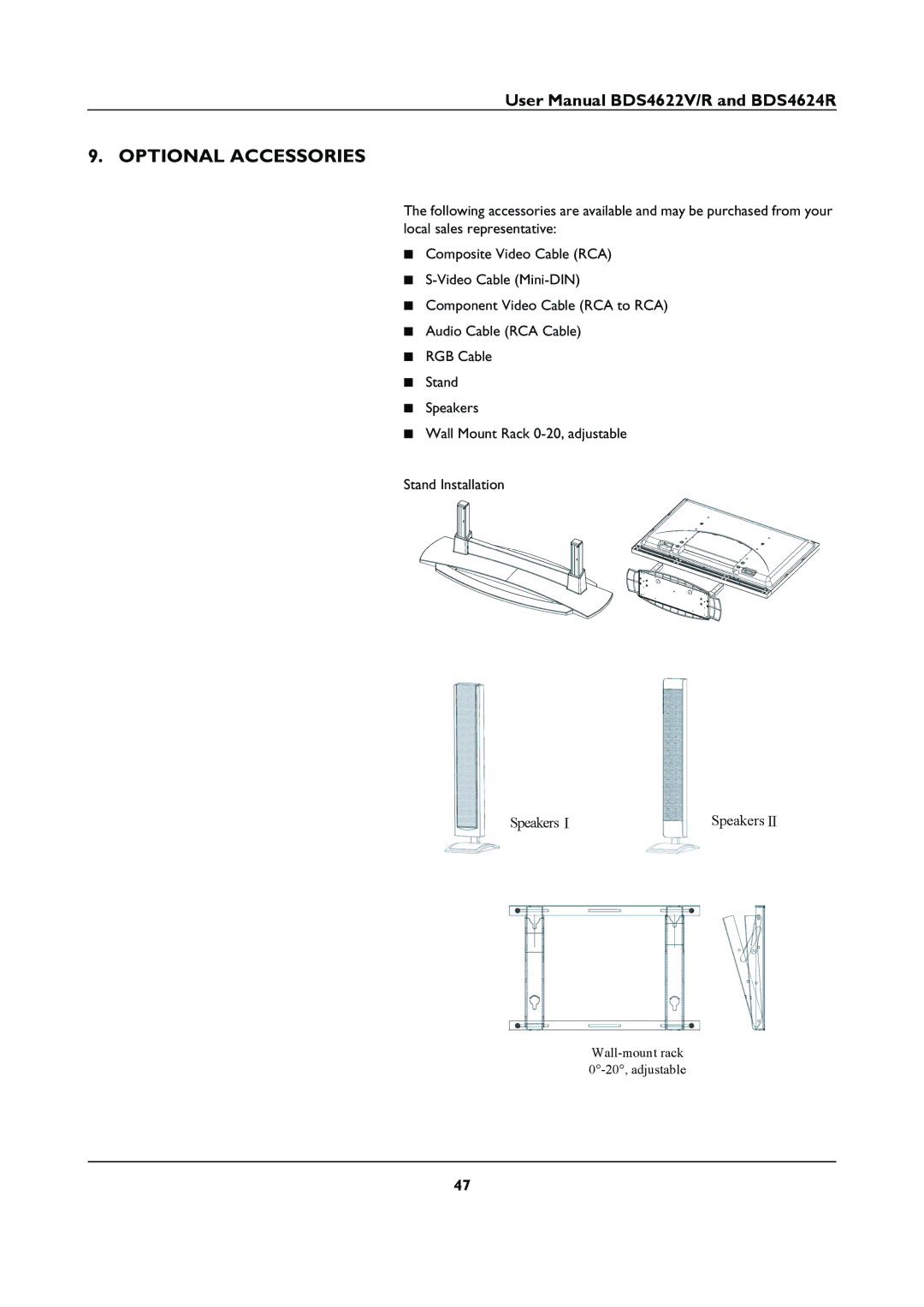 Philips BDS46622R user manual Optional Accessories 