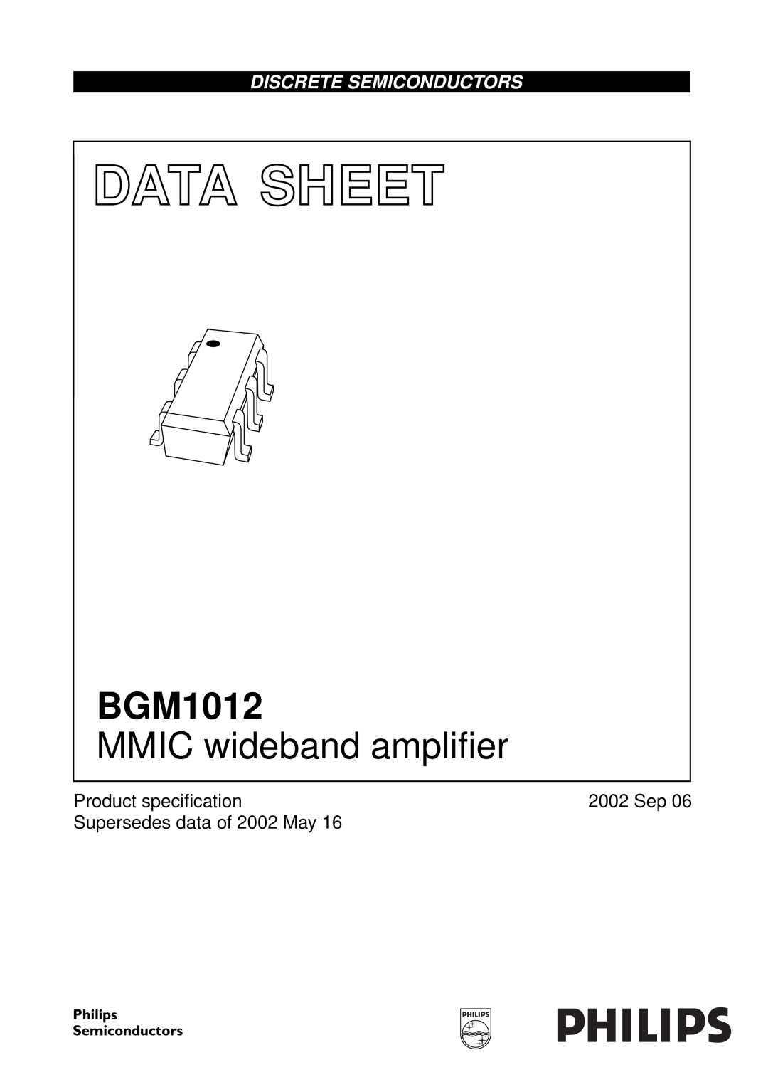 Philips BGM1012 specifications Product speciﬁcation, Supersedes data of 2002 May, 2002 Sep, Data Sheet, book, halfpage 