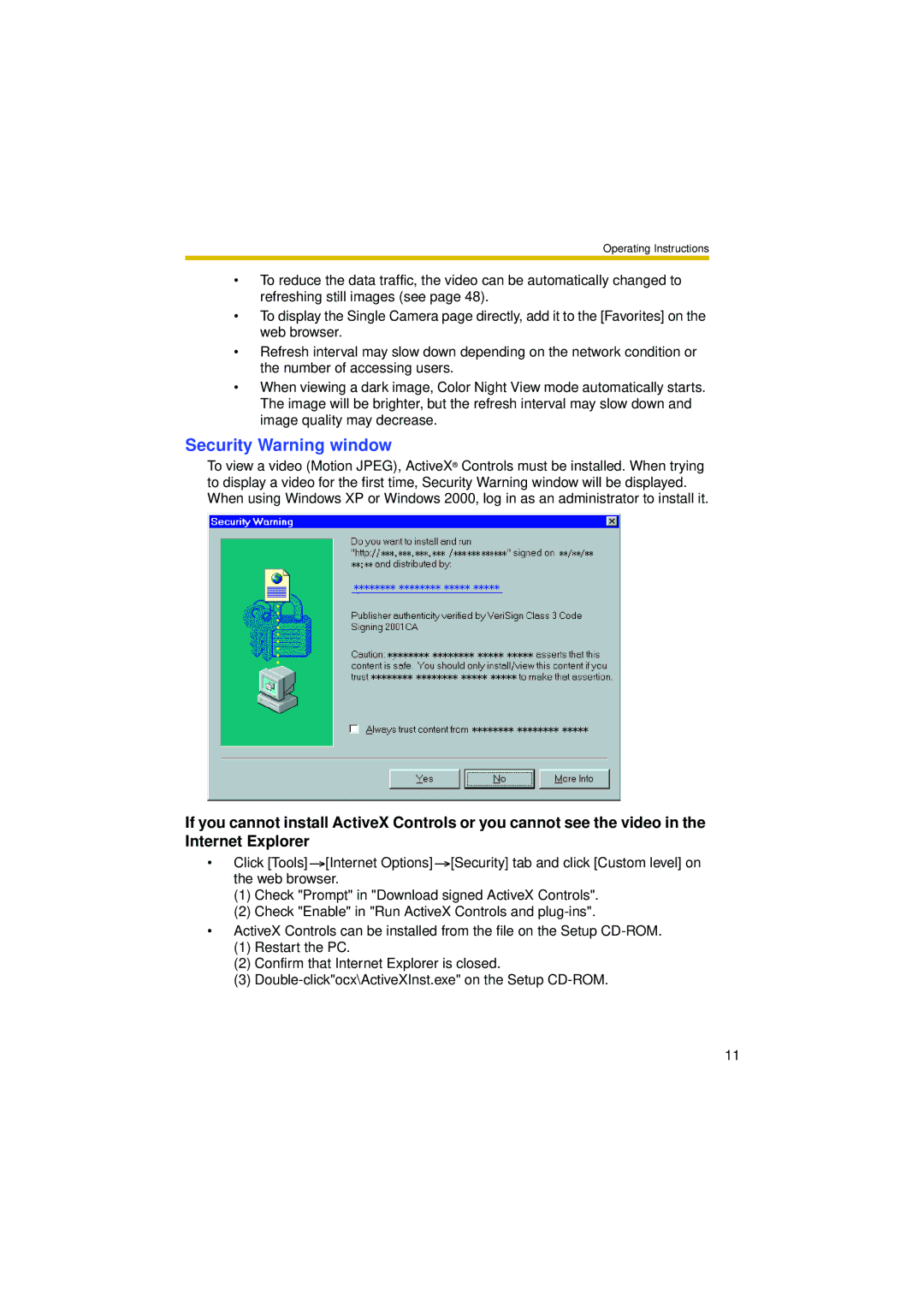 Philips BL-C10 operating instructions Security Warning window 