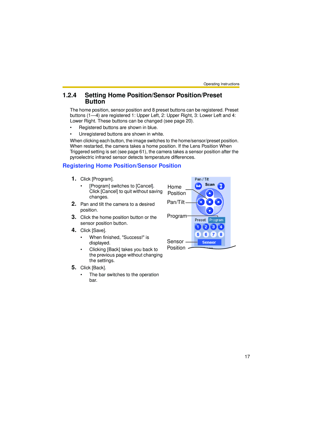 Philips BL-C10 Setting Home Position/Sensor Position/Preset Button, Registering Home Position/Sensor Position 