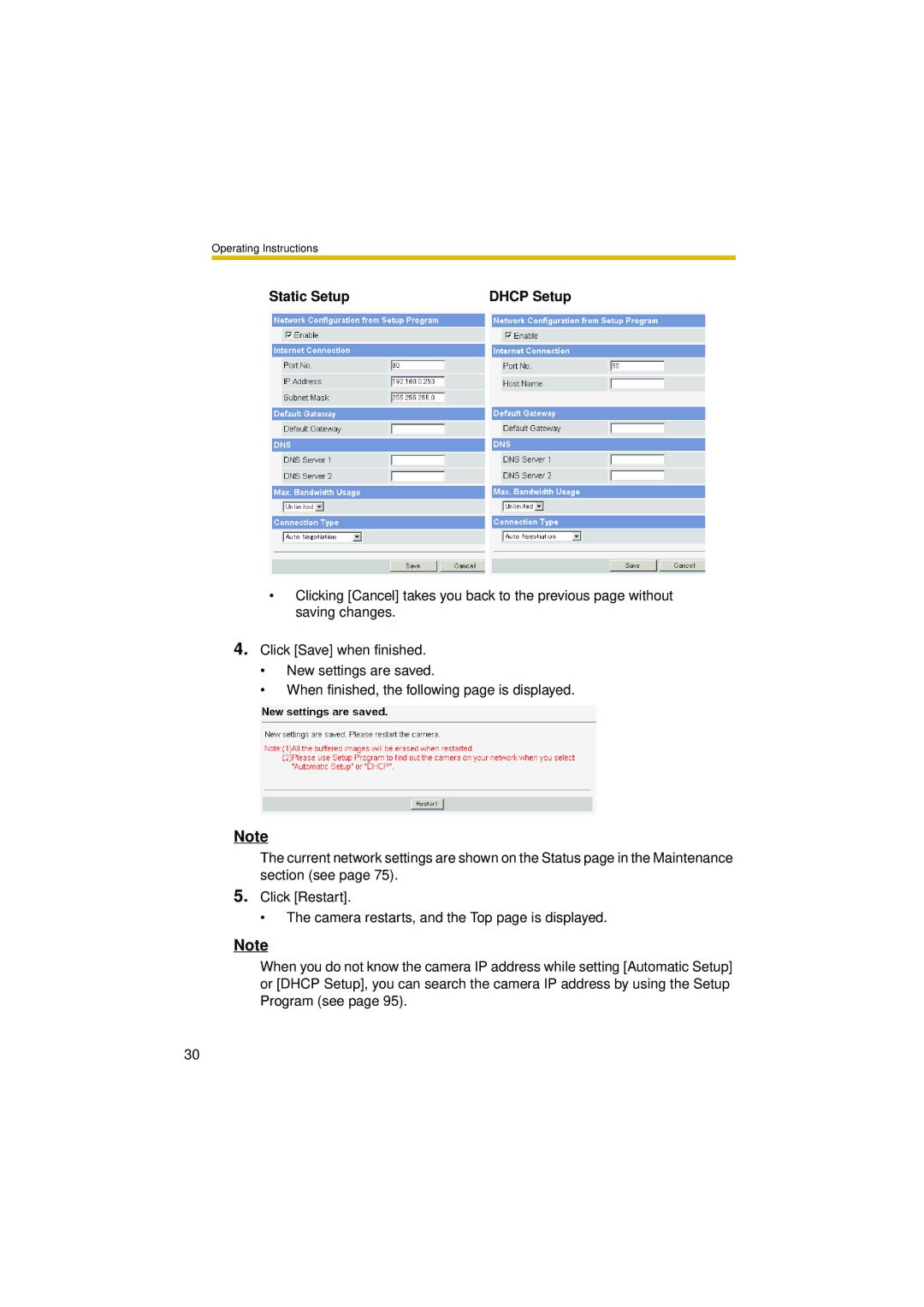 Philips BL-C10 operating instructions Static Setup Dhcp Setup 