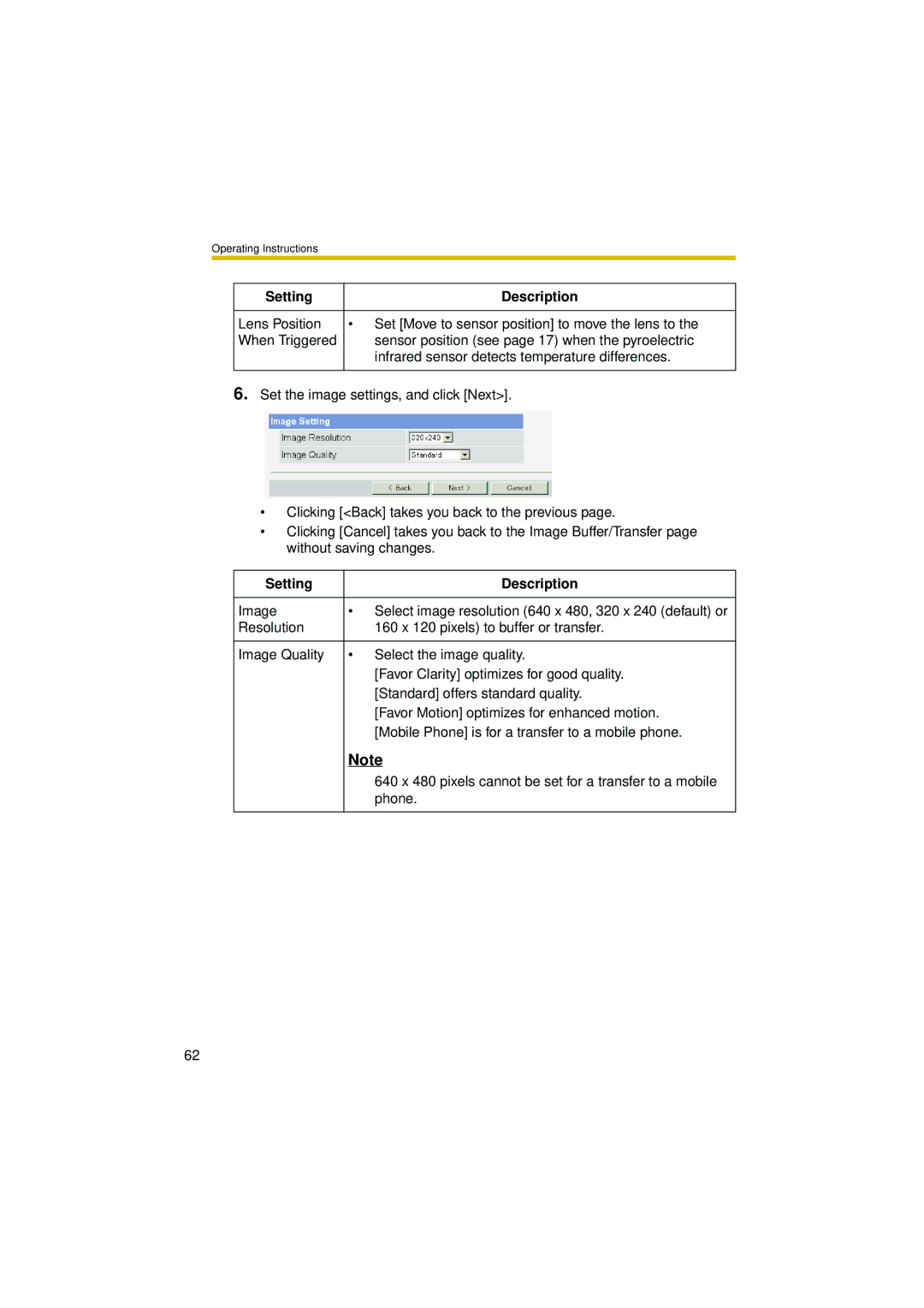 Philips BL-C10 operating instructions Setting Description 