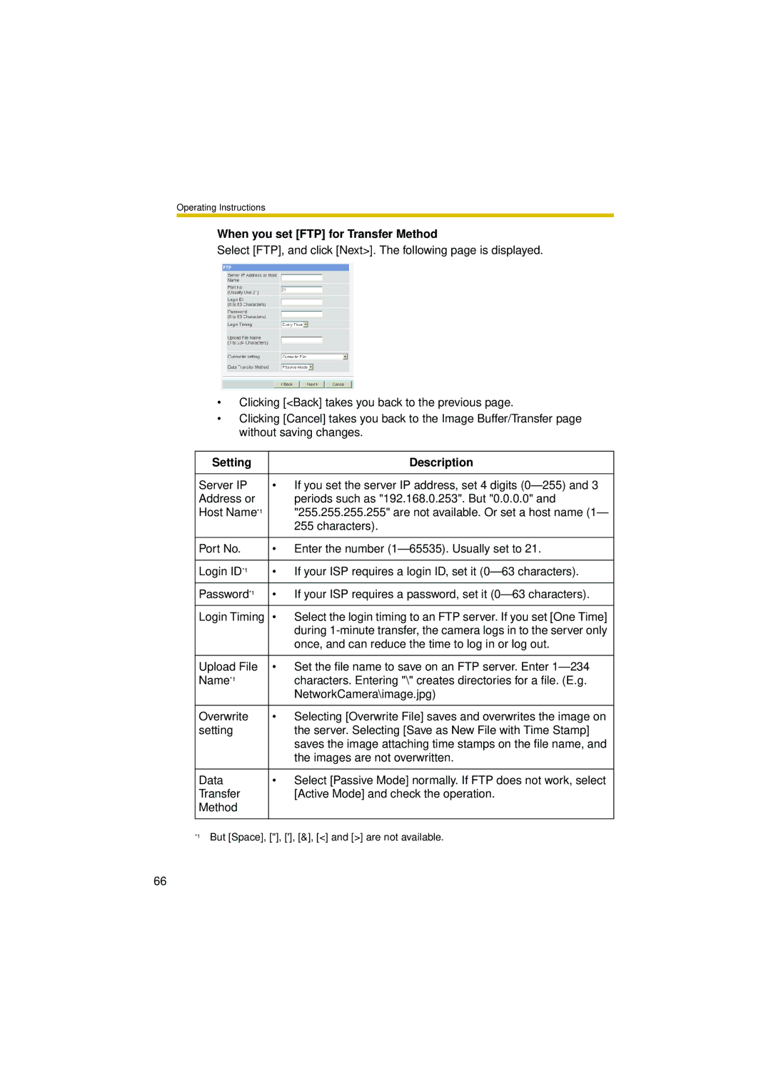 Philips BL-C10 operating instructions When you set FTP for Transfer Method 