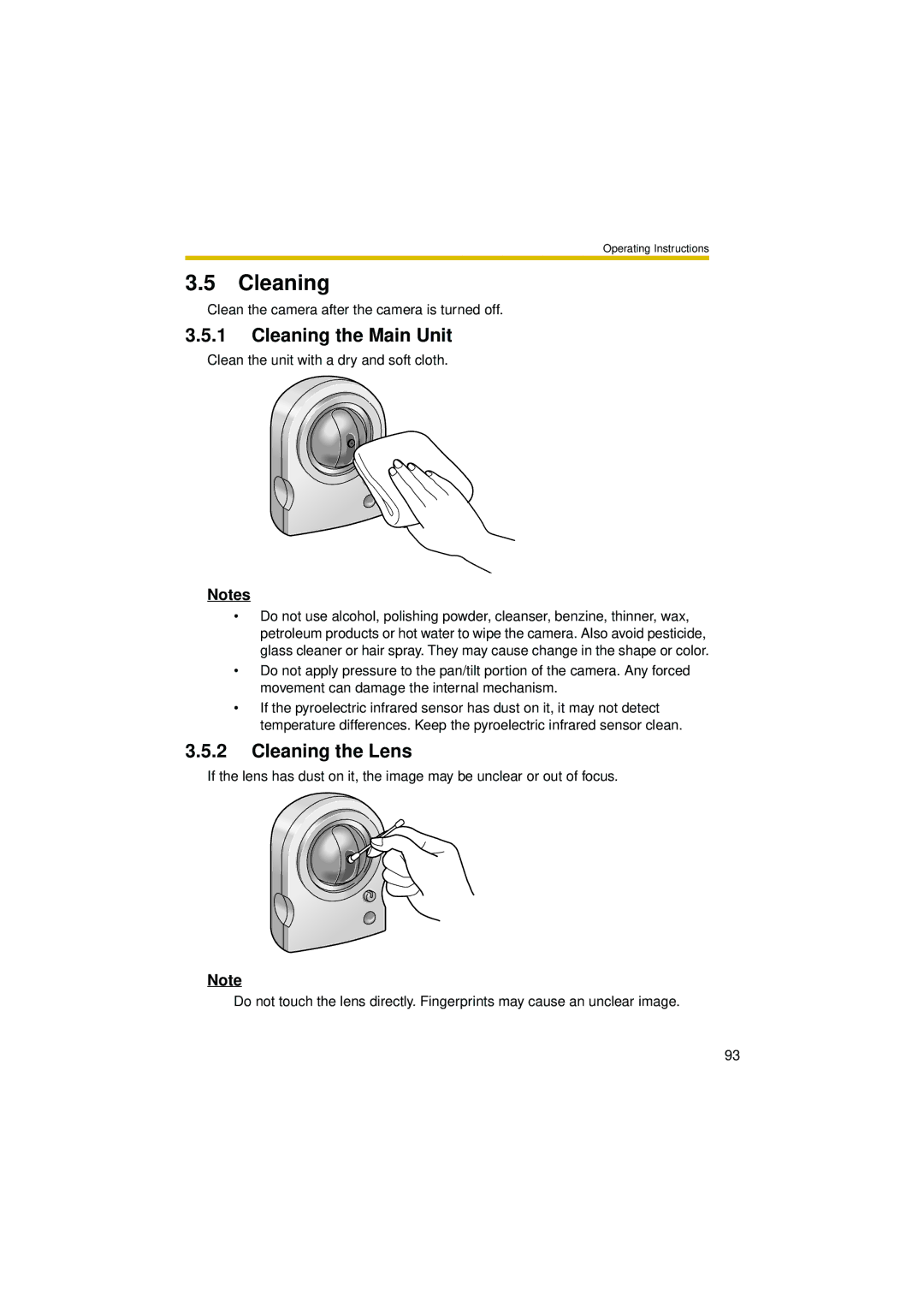 Philips BL-C10 operating instructions Cleaning the Main Unit, Cleaning the Lens 