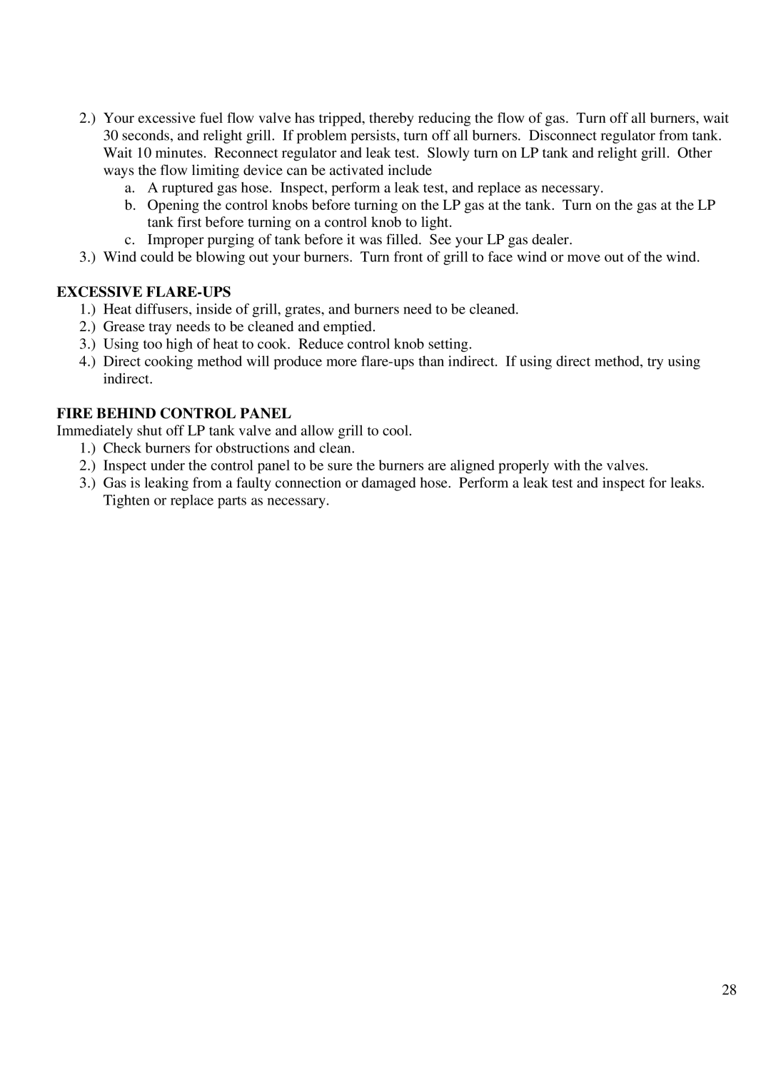 Philips BQ04022 manual Excessive FLARE-UPS, Fire Behind Control Panel 