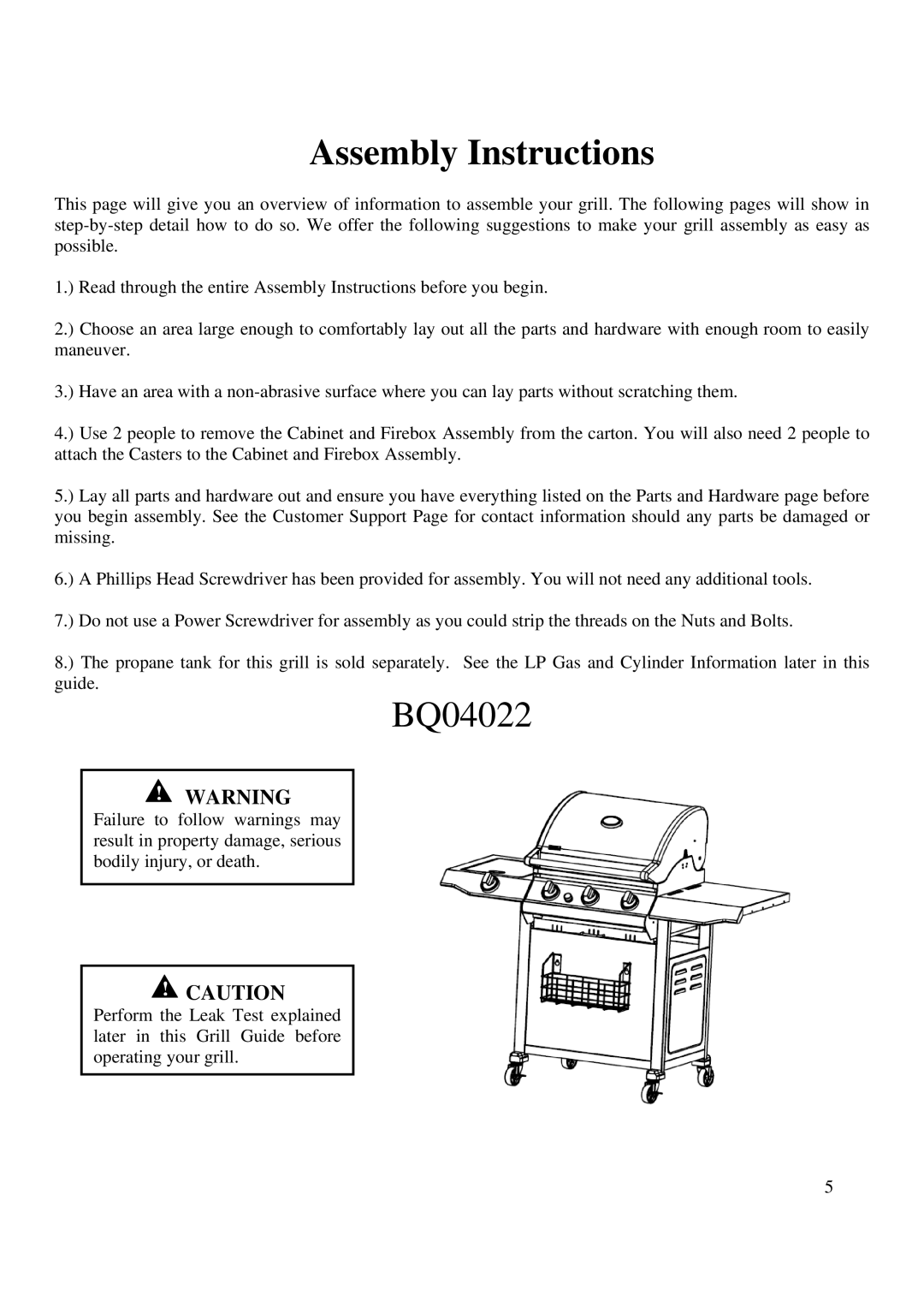 Philips BQ04022 manual Assembly Instructions 