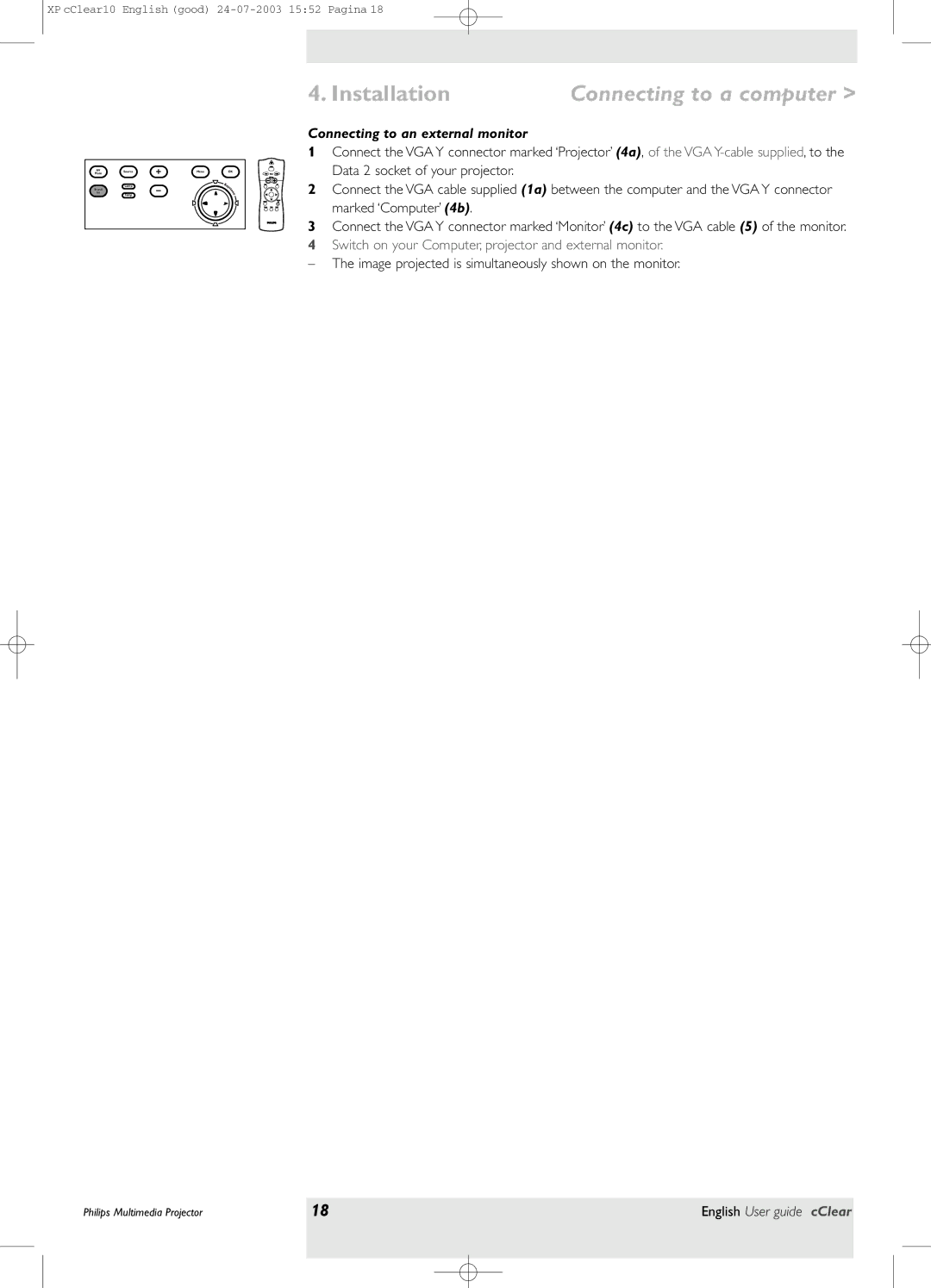 Philips bSure 1 Installation, Connecting to an external monitor, Switch on your Computer, projector and external monitor 