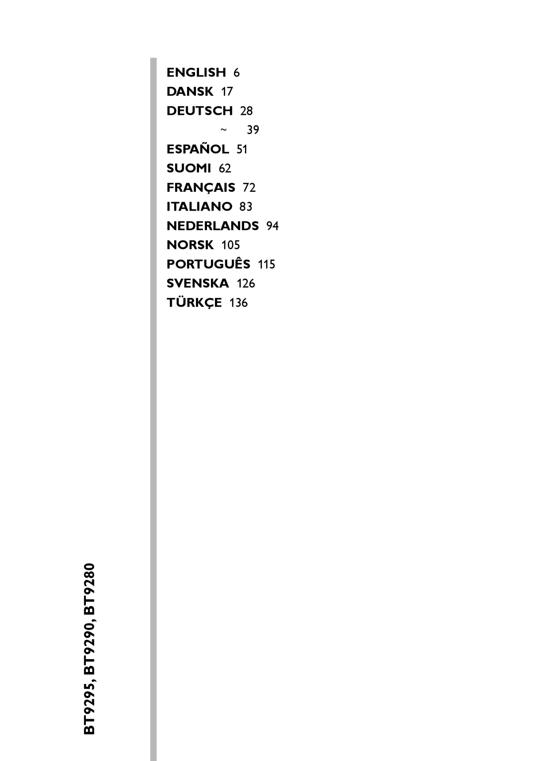 Philips user manual BT9295, BT9290, BT9280 