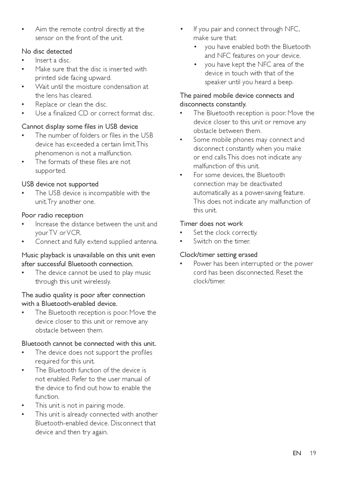 Philips BTB7150 user manual If you pair and connect through NFC, make sure that 