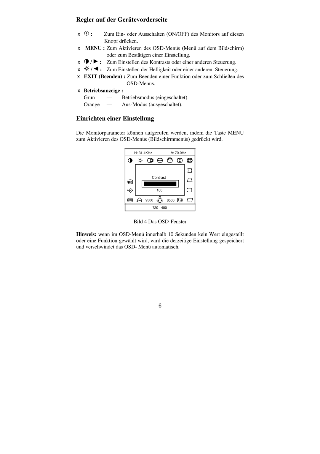 Philips BZ02 manual Regler auf der Gerätevorderseite, Einrichten einer Einstellung 