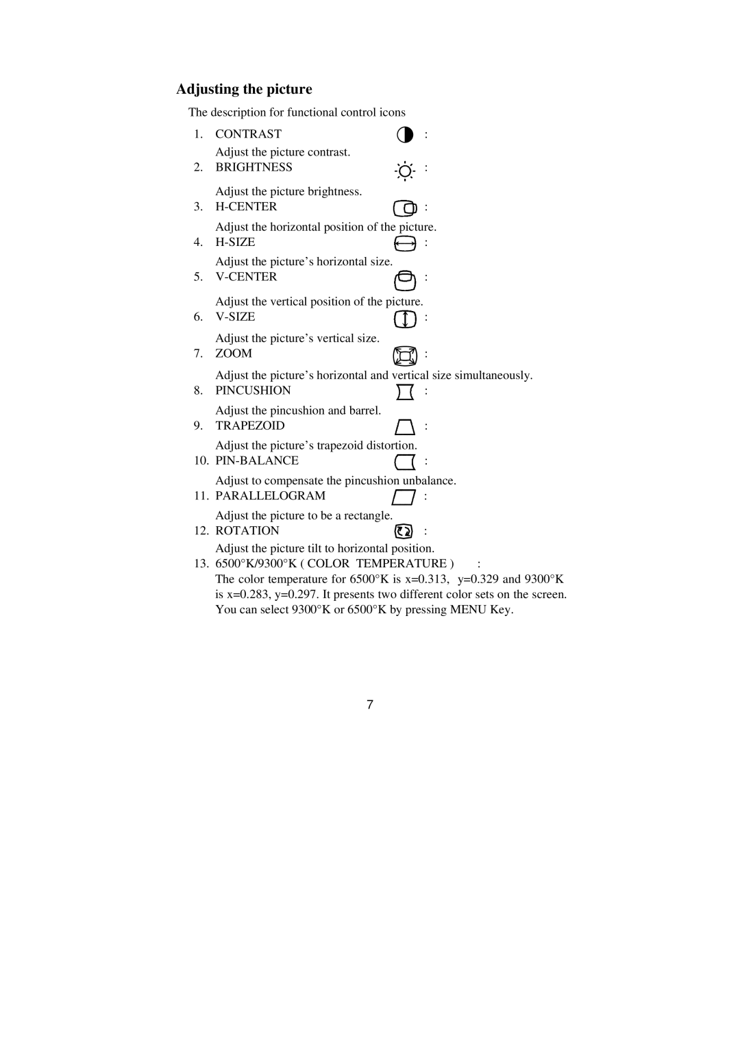 Philips BZ02 manual Adjusting the picture 