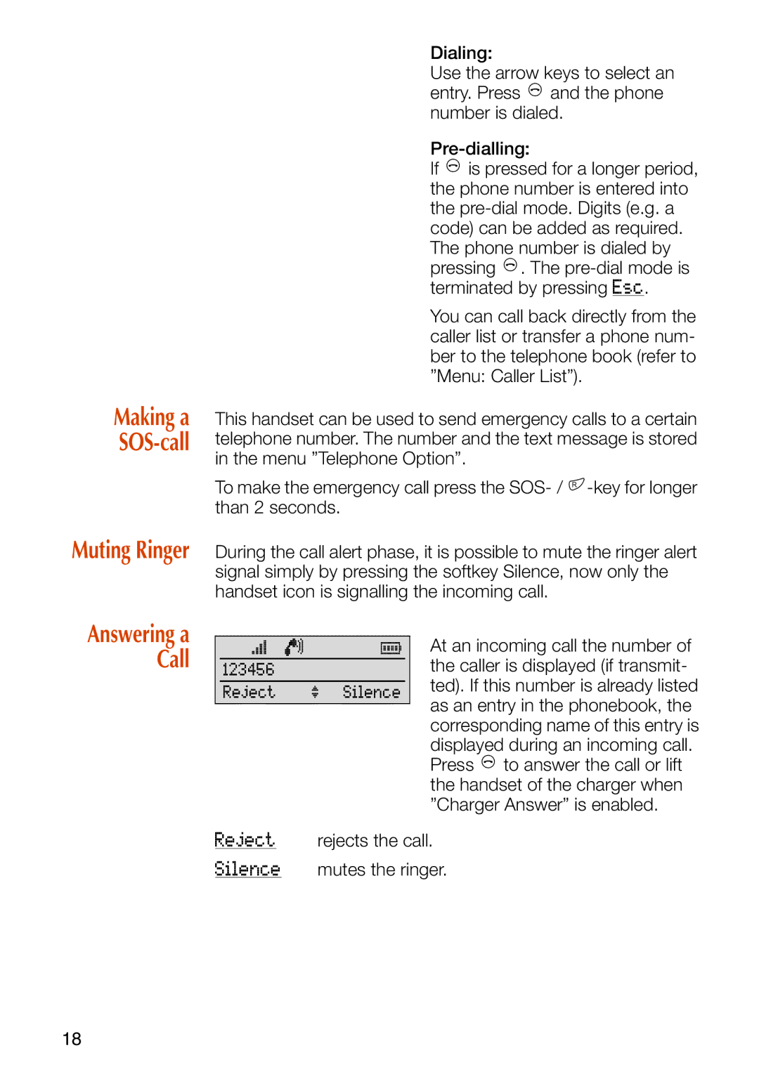 Philips C244 manual Making a SOS-call Muting Ringer, Answering a Call 