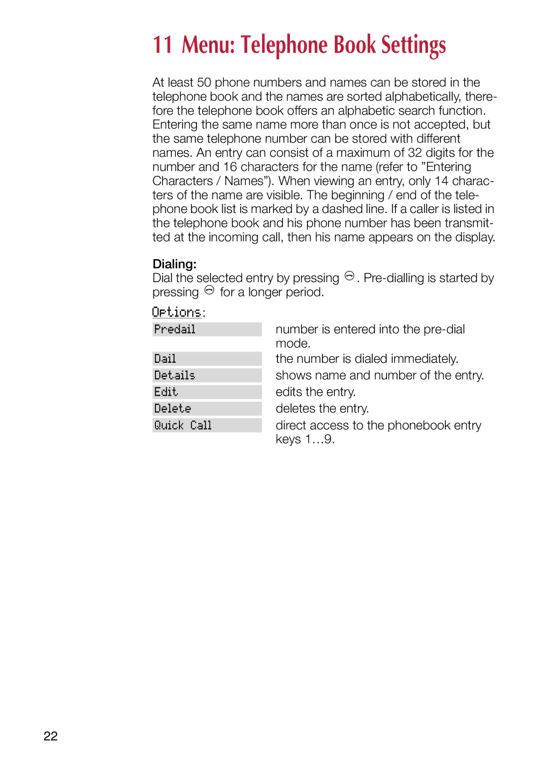 Philips C244 manual Menu Telephone Book Settings 