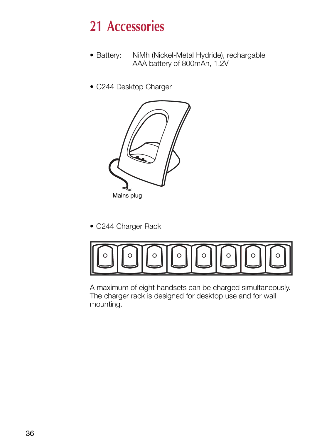 Philips C244 manual Accessories 