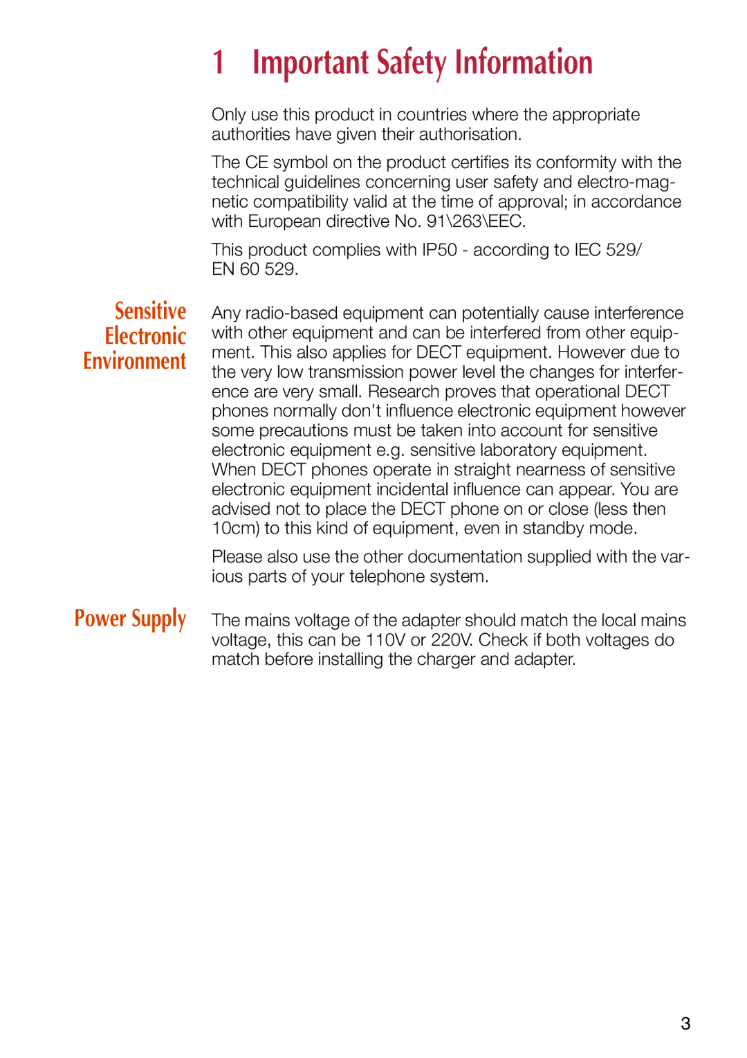 Philips C244 manual Important Safety Information, Sensitive Electronic Environment 