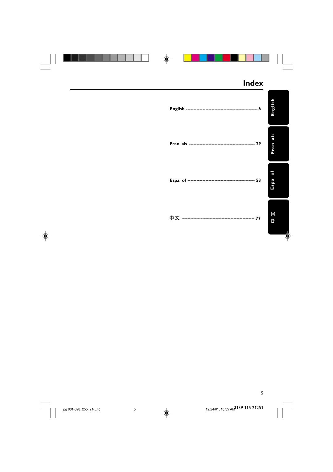 Philips C255 manual Index 