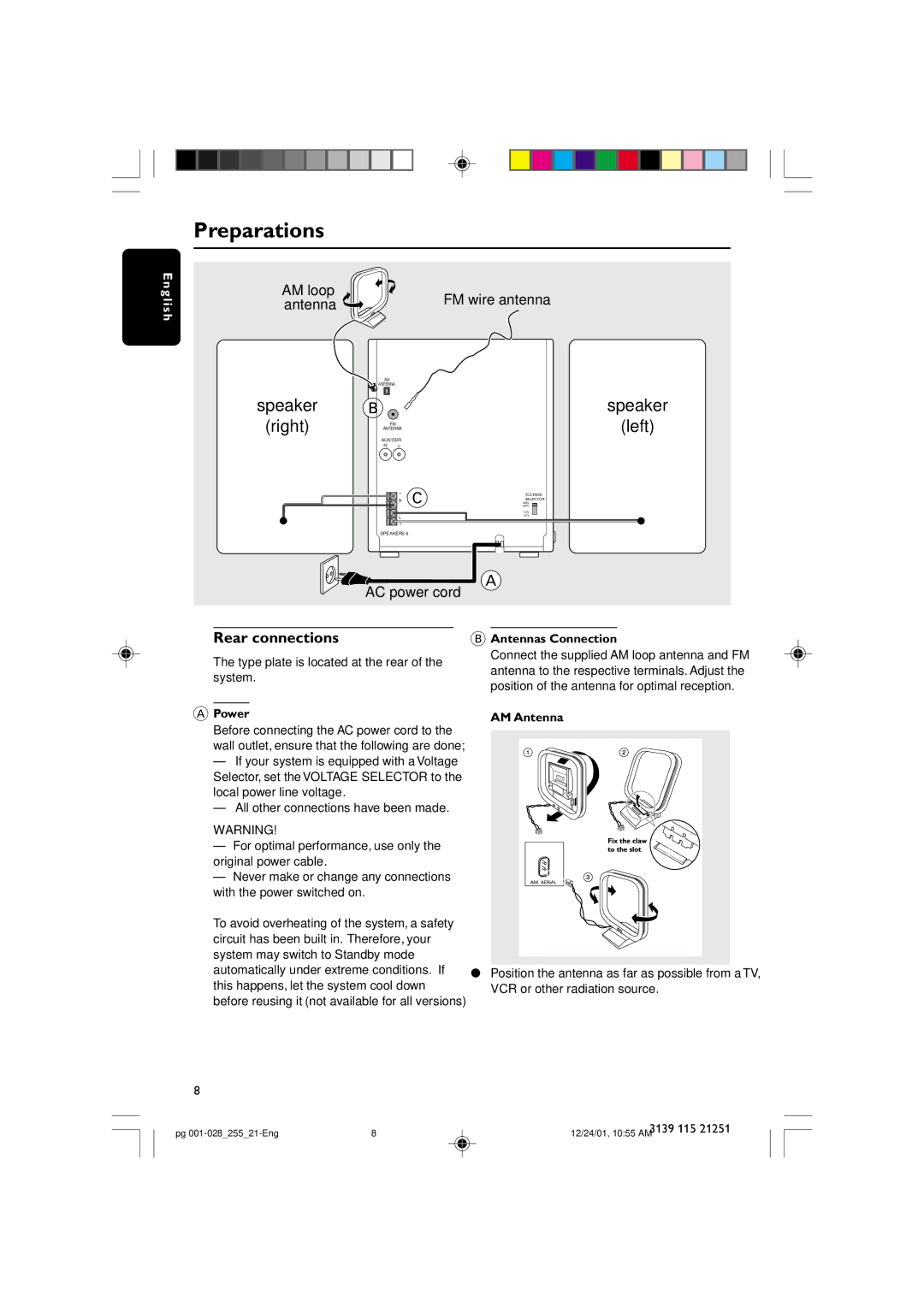 Philips C255 Preparations, Rear connections, Antennas Connection, Power AM Antenna, All other connections have been made 