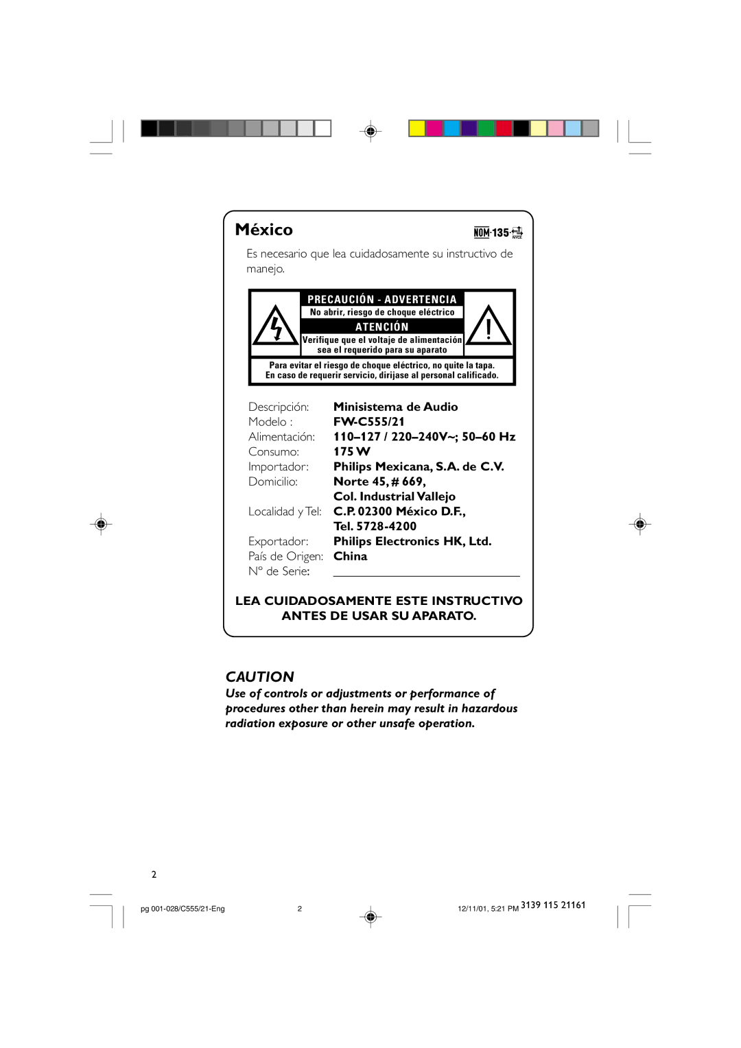 Philips C555 manual México 