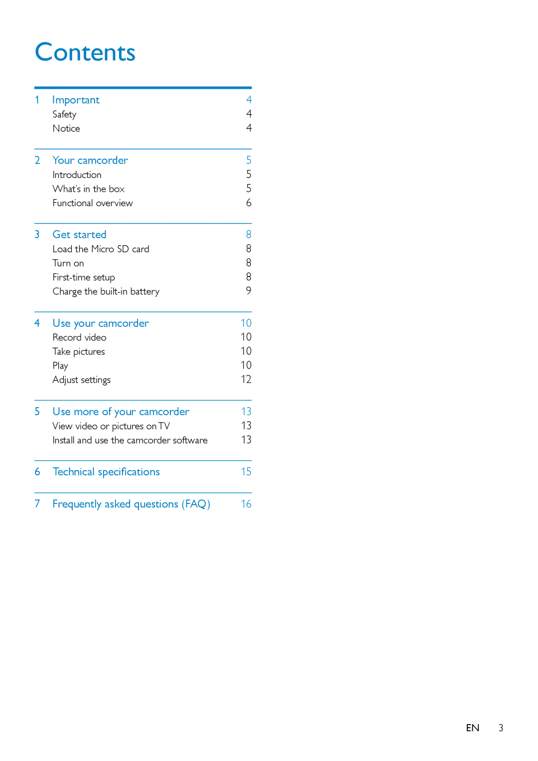 Philips CAM295 user manual Contents 