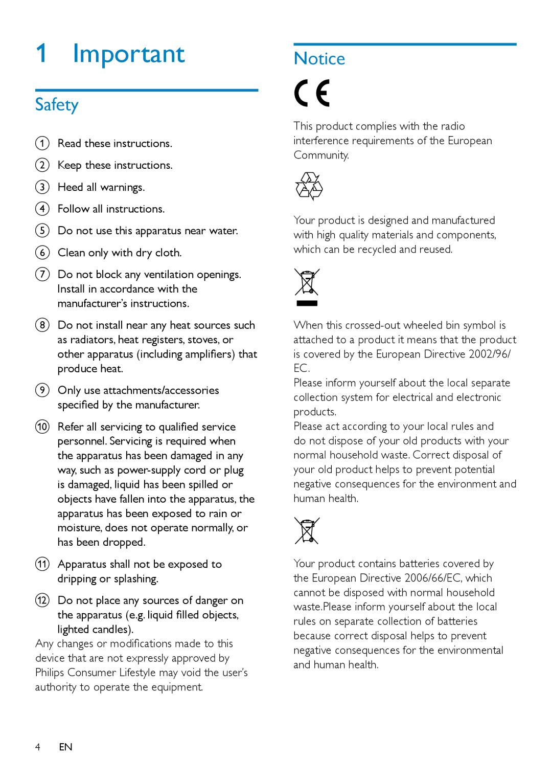 Philips CAM295 user manual Safety 