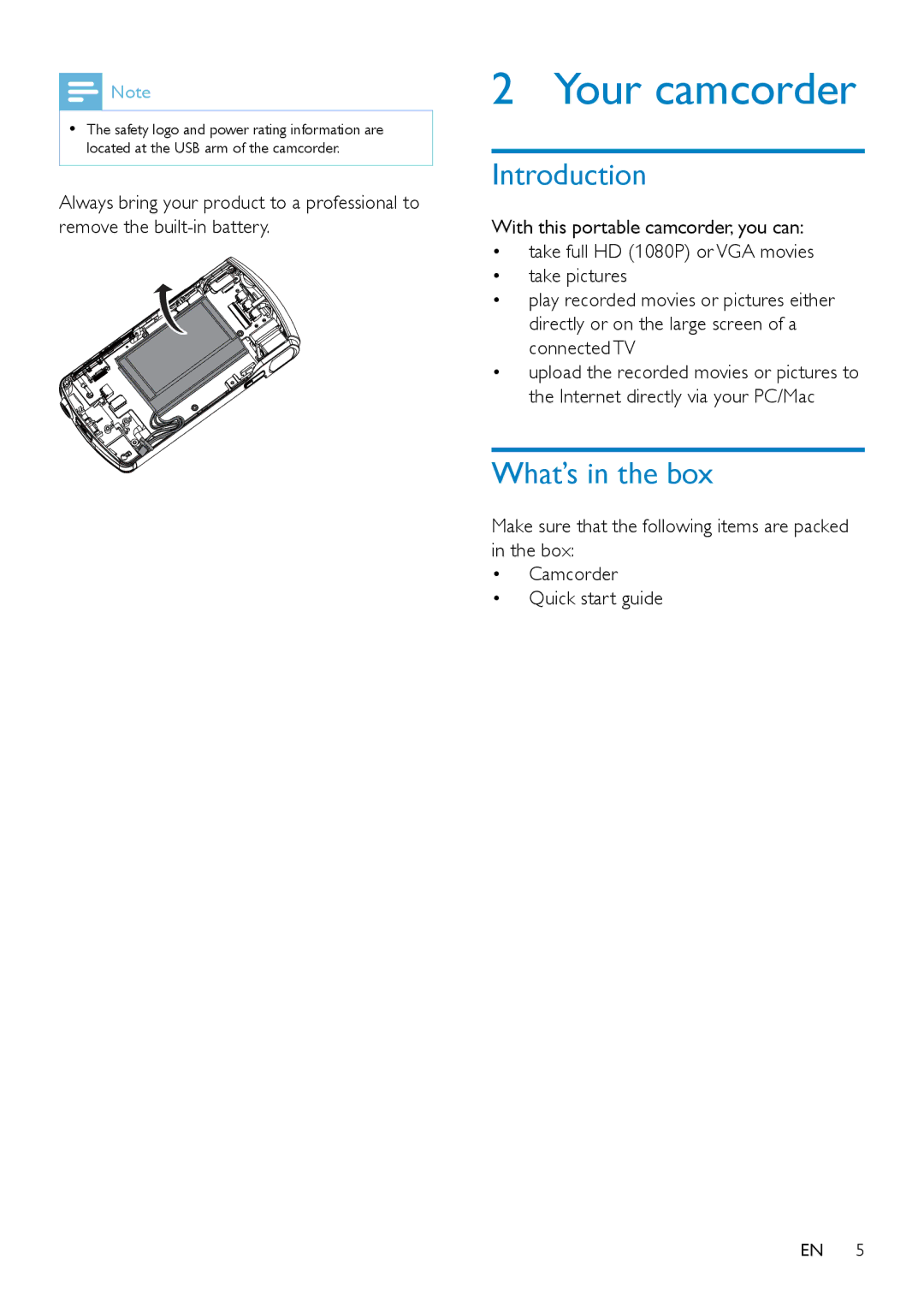 Philips CAM295 user manual Introduction, What’s in the box 