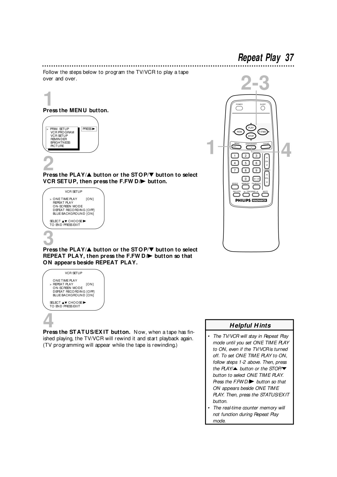 Philips CCA092AT owner manual Repeat Play 